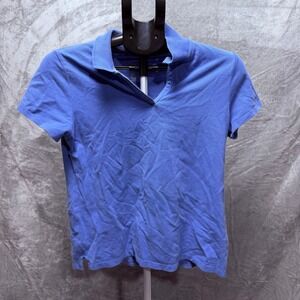Womens Blue Short Sleeve Collared Polo Shirt